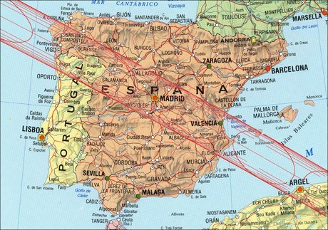 Mapa del eclipse en España